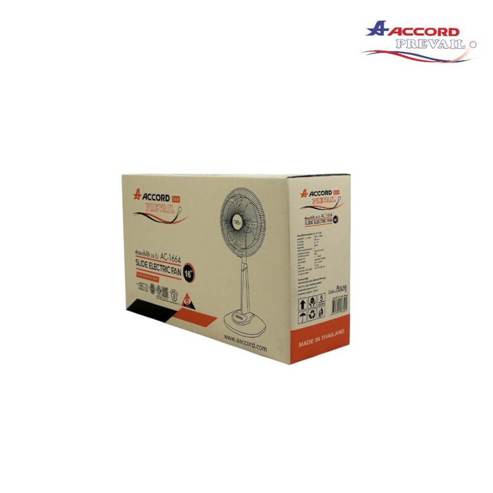 พัดลมตั้งโต๊ะ ACCORD PREVAIL  AC-1664 สีขาว